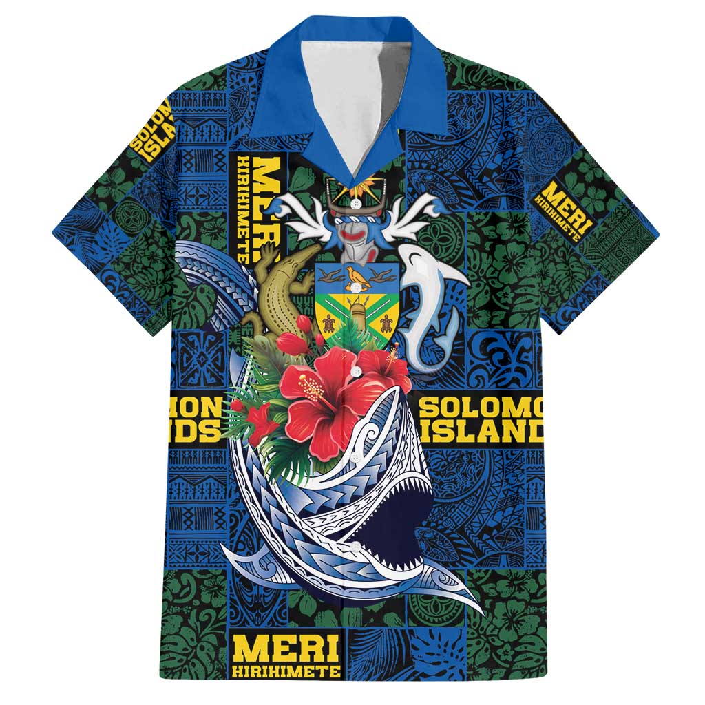 Solomon Islands Meri Kirihimete Family Matching Summer Maxi Dress and Hawaiian Shirt Funny Santa Riding Shark - Polynesian Pride
