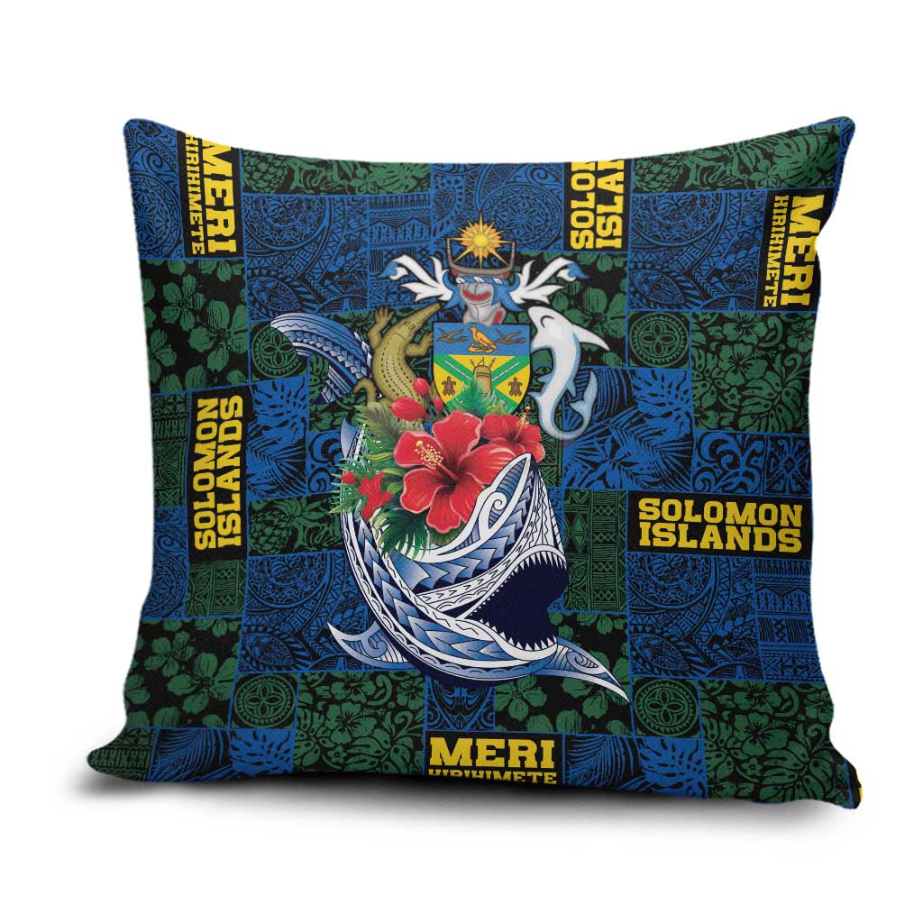 Solomon Islands Meri Kirihimete Pillow Cover Funny Santa Riding Shark - Polynesian Pride