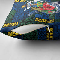Solomon Islands Meri Kirihimete Pillow Cover Funny Santa Riding Shark - Polynesian Pride