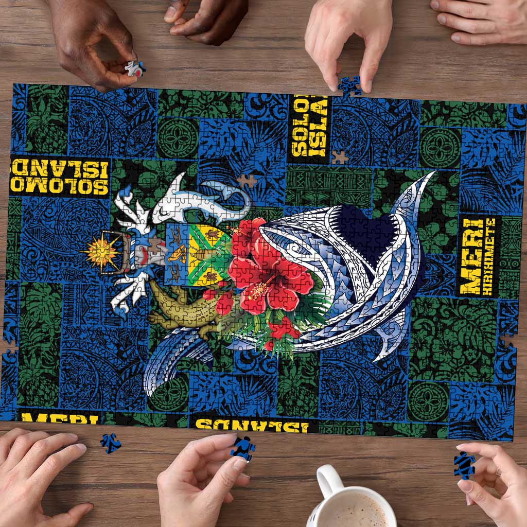 Solomon Islands Meri Kirihimete Puzzle Funny Santa Riding Shark - Polynesian Pride