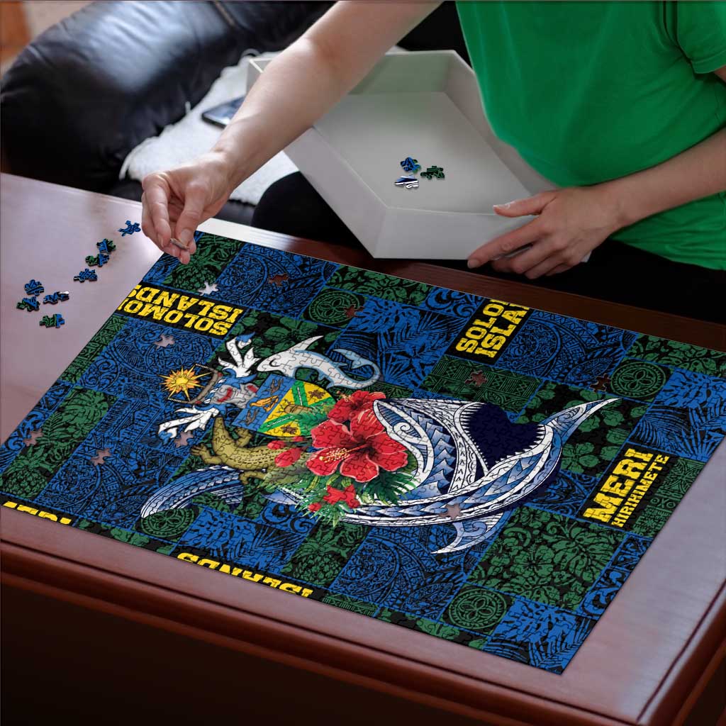 Solomon Islands Meri Kirihimete Puzzle Funny Santa Riding Shark - Polynesian Pride