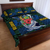 Solomon Islands Meri Kirihimete Quilt Bed Set Funny Santa Riding Shark - Polynesian Pride
