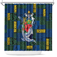 Solomon Islands Meri Kirihimete Shower Curtain Funny Santa Riding Shark - Polynesian Pride