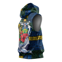 Solomon Islands Meri Kirihimete Sleeveless Hoodie Funny Santa Riding Shark - Polynesian Pride