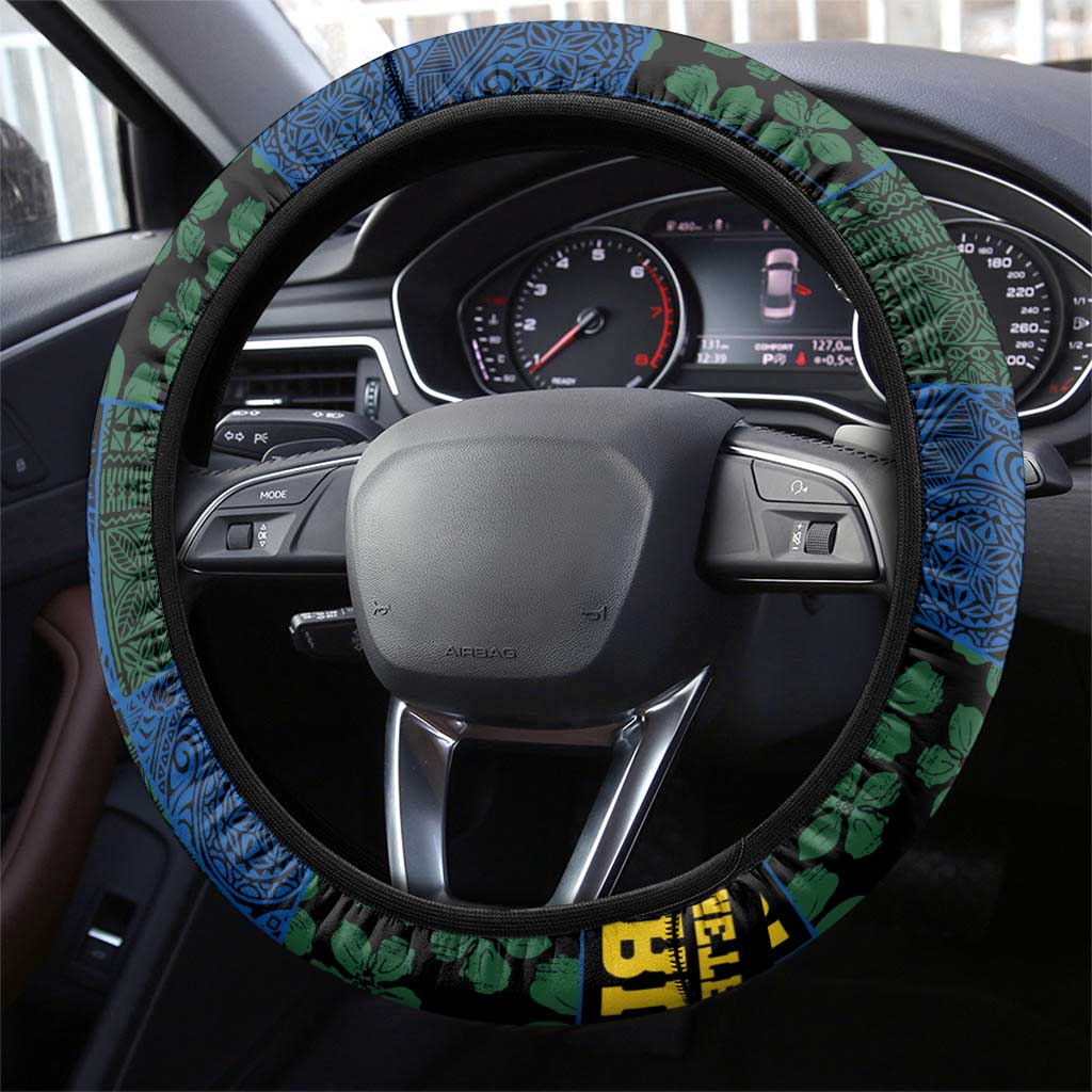 Solomon Islands Meri Kirihimete Steering Wheel Cover Funny Santa Riding Shark - Polynesian Pride