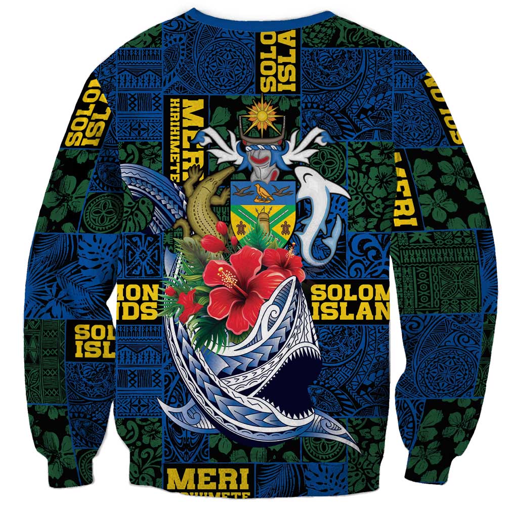 Solomon Islands Meri Kirihimete Sweatshirt Funny Santa Riding Shark - Polynesian Pride