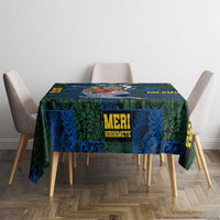 Solomon Islands Meri Kirihimete Tablecloth Funny Santa Riding Shark - Polynesian Pride