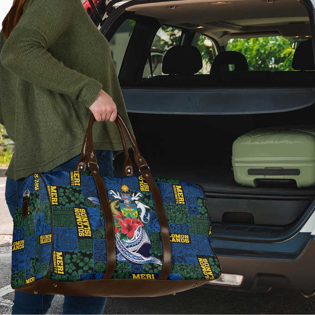 Solomon Islands Meri Kirihimete Travel Bag Funny Santa Riding Shark - Polynesian Pride