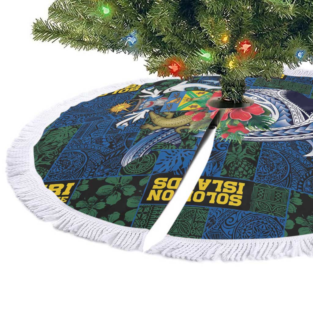 Solomon Islands Meri Kirihimete Tree Skirt Funny Santa Riding Shark - Polynesian Pride