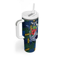 Solomon Islands Meri Kirihimete Tumbler With Handle Funny Santa Riding Shark - Polynesian Pride