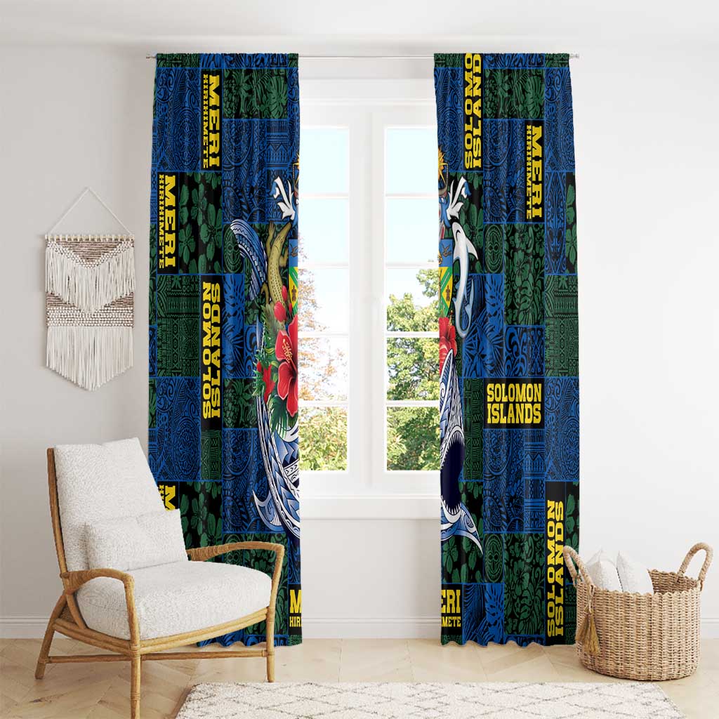 Solomon Islands Meri Kirihimete Window Curtain Funny Santa Riding Shark - Polynesian Pride