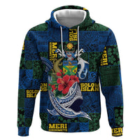 Solomon Islands Meri Kirihimete Zip Hoodie Funny Santa Riding Shark - Polynesian Pride