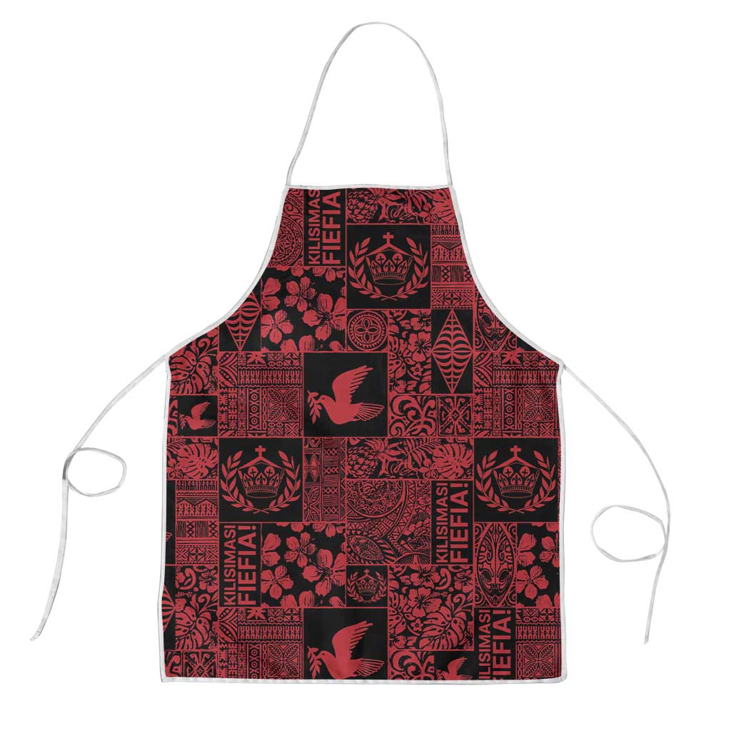 Black Tonga Kilisimasi Fiefia Apron Pacific Patchwork Xmas Vibes - Polynesian Pride