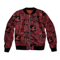 Black Tonga Kilisimasi Fiefia Bomber Jacket Pacific Patchwork Xmas Vibes - Polynesian Pride