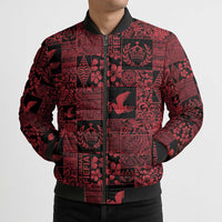 Black Tonga Kilisimasi Fiefia Bomber Puffer Jacket Pacific Patchwork Xmas Vibes - Polynesian Pride
