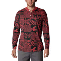 Black Tonga Kilisimasi Fiefia Button Sweatshirt Pacific Patchwork Xmas Vibes - Polynesian Pride