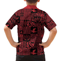 Black Tonga Kilisimasi Fiefia Family Matching Off The Shoulder Long Sleeve Dress and Hawaiian Shirt Pacific Patchwork Xmas Vibes - Polynesian Pride