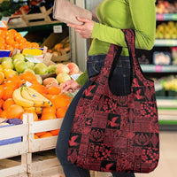 Black Tonga Kilisimasi Fiefia Grocery Bag Pacific Patchwork Xmas Vibes - Polynesian Pride