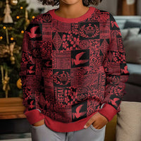 Black Tonga Kilisimasi Fiefia Kid Ugly Christmas Sweater Pacific Patchwork Xmas Vibes - Polynesian Pride