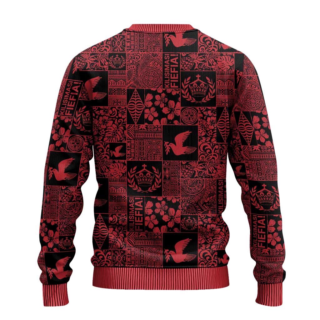 Black Tonga Kilisimasi Fiefia Ugly Christmas Sweater Pacific Patchwork Xmas Vibes - Polynesian Pride