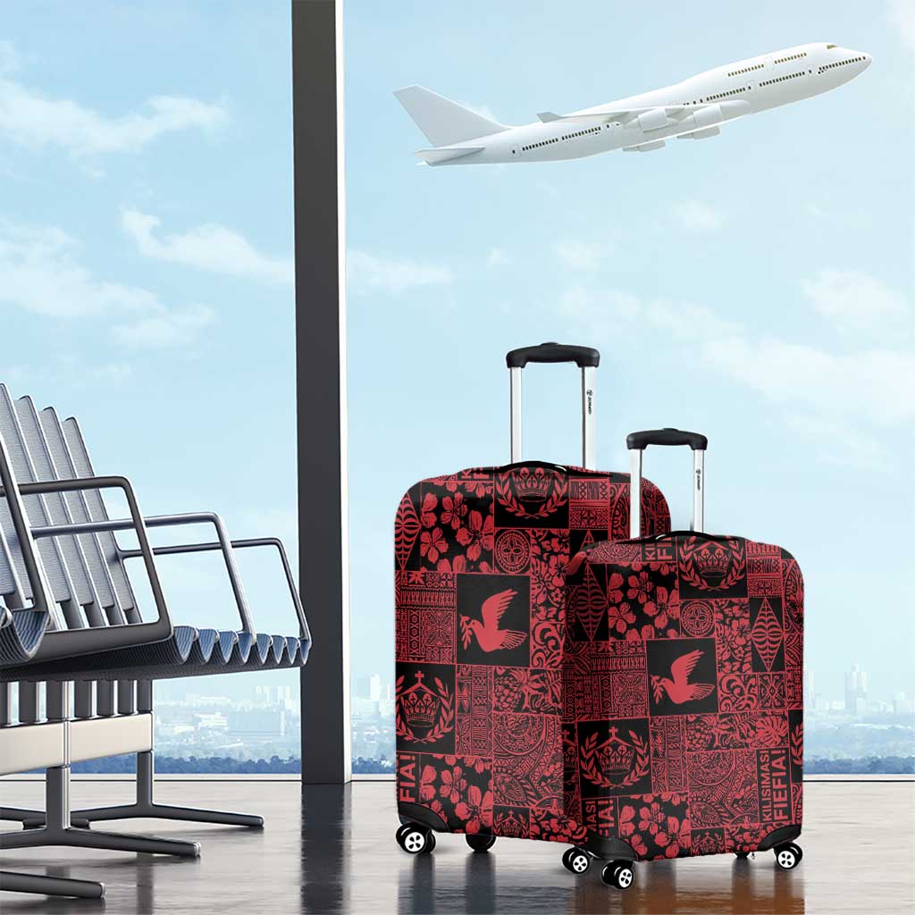 Black Tonga Kilisimasi Fiefia Luggage Cover Pacific Patchwork Xmas Vibes - Polynesian Pride