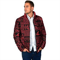 Black Tonga Kilisimasi Fiefia Padded Jacket Pacific Patchwork Xmas Vibes - Polynesian Pride