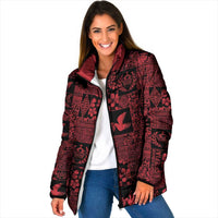 Black Tonga Kilisimasi Fiefia Padded Jacket Pacific Patchwork Xmas Vibes - Polynesian Pride