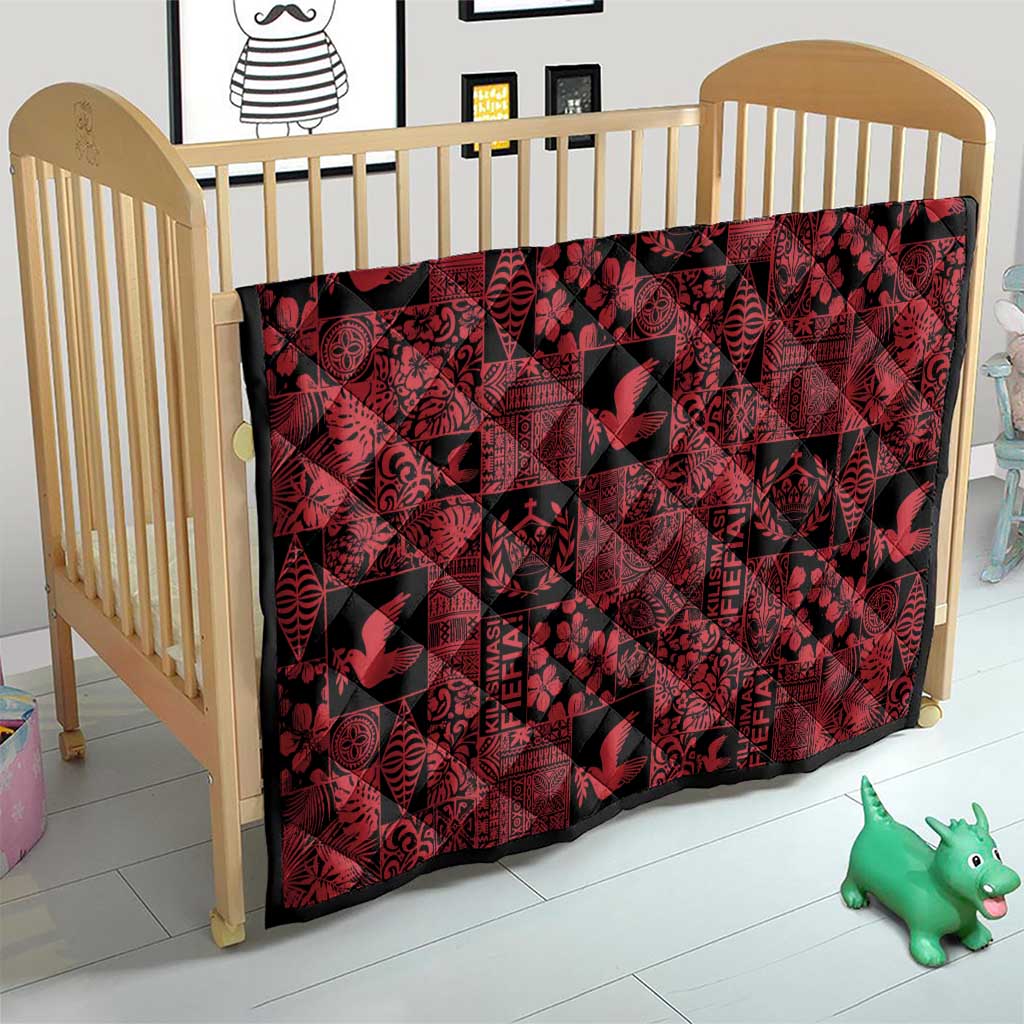 Black Tonga Kilisimasi Fiefia Quilt Pacific Patchwork Xmas Vibes - Polynesian Pride