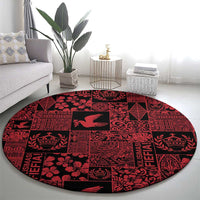 Black Tonga Kilisimasi Fiefia Round Carpet Pacific Patchwork Xmas Vibes - Polynesian Pride