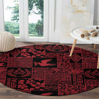 Black Tonga Kilisimasi Fiefia Round Carpet Pacific Patchwork Xmas Vibes - Polynesian Pride