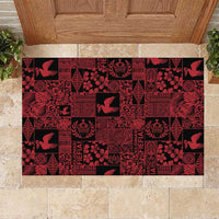 Black Tonga Kilisimasi Fiefia Rubber Doormat Pacific Patchwork Xmas Vibes - Polynesian Pride