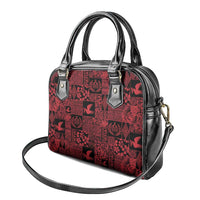Black Tonga Kilisimasi Fiefia Shoulder Handbag Pacific Patchwork Xmas Vibes - Polynesian Pride