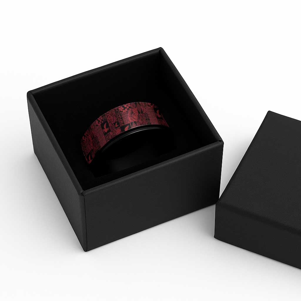 Black Tonga Kilisimasi Fiefia Spinner Ring Pacific Patchwork Xmas Vibes - Polynesian Pride