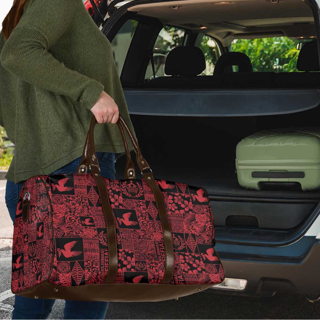 Black Tonga Kilisimasi Fiefia Travel Bag Pacific Patchwork Xmas Vibes - Polynesian Pride