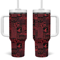 Black Tonga Kilisimasi Fiefia Tumbler With Handle Pacific Patchwork Xmas Vibes - Polynesian Pride
