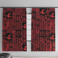 Black Tonga Kilisimasi Fiefia Window Curtain Pacific Patchwork Xmas Vibes - Polynesian Pride