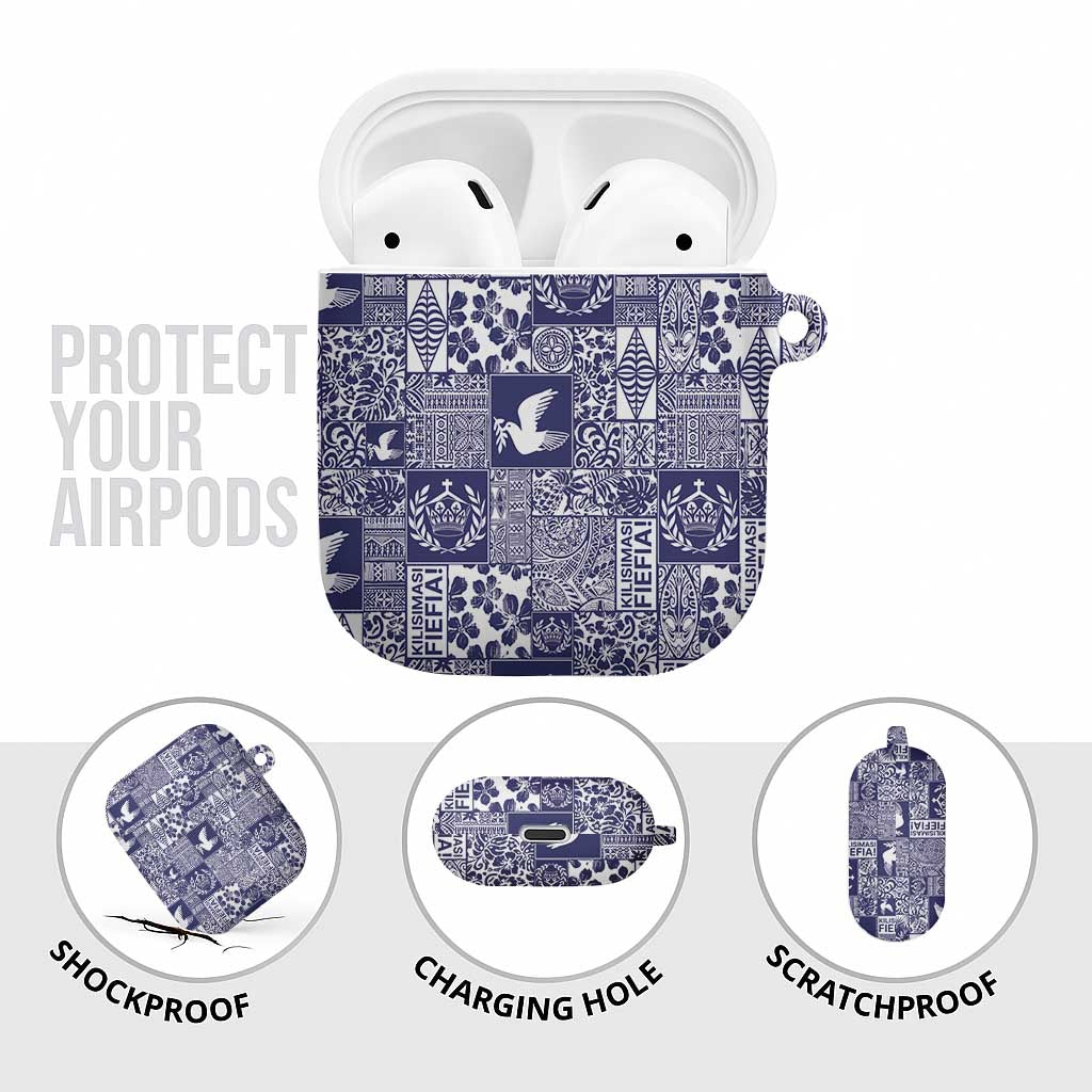 Blue Tonga Kilisimasi Fiefia AirPods Case Pacific Patchwork Xmas Vibes - Polynesian Pride