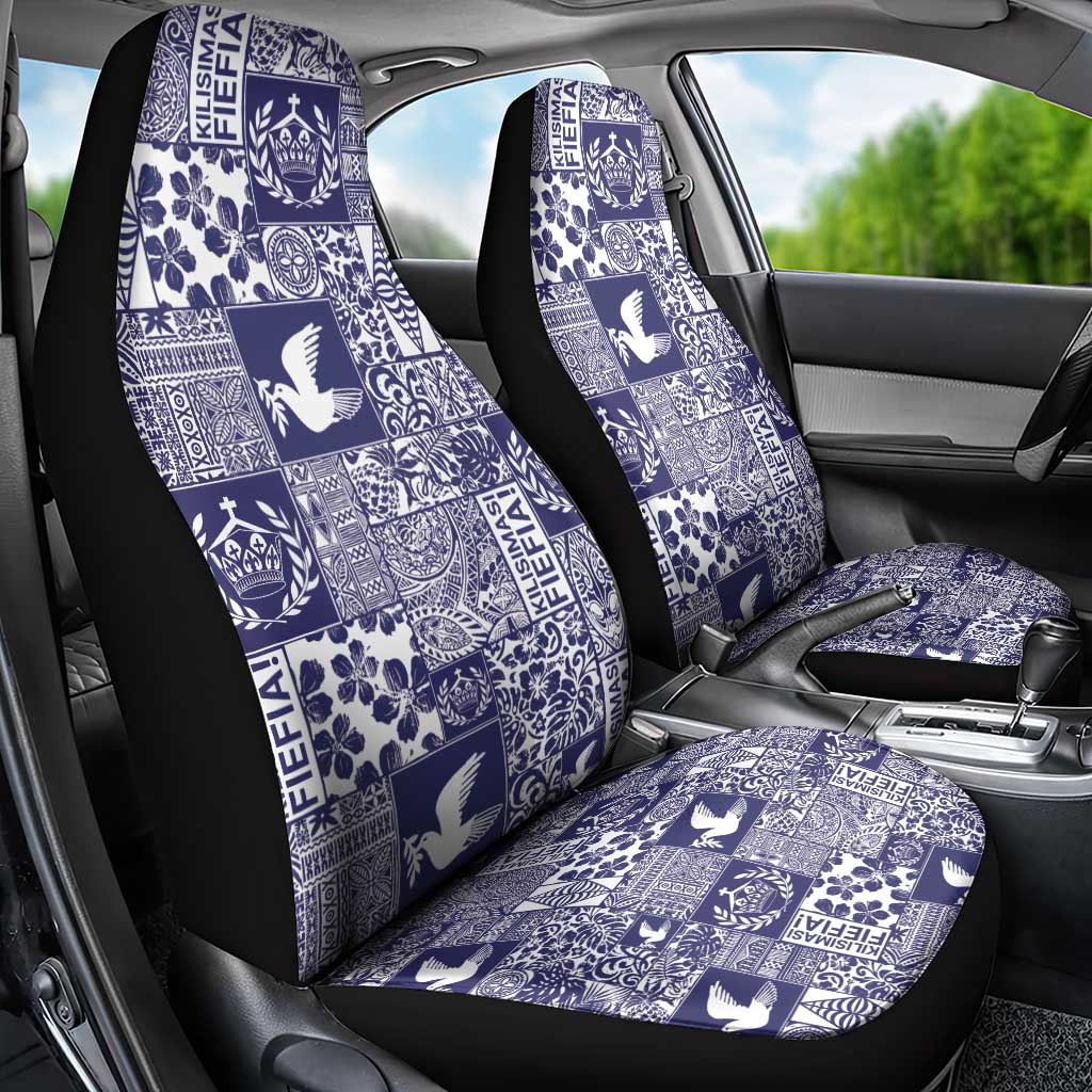 Blue Tonga Kilisimasi Fiefia Car Seat Cover Pacific Patchwork Xmas Vibes - Polynesian Pride