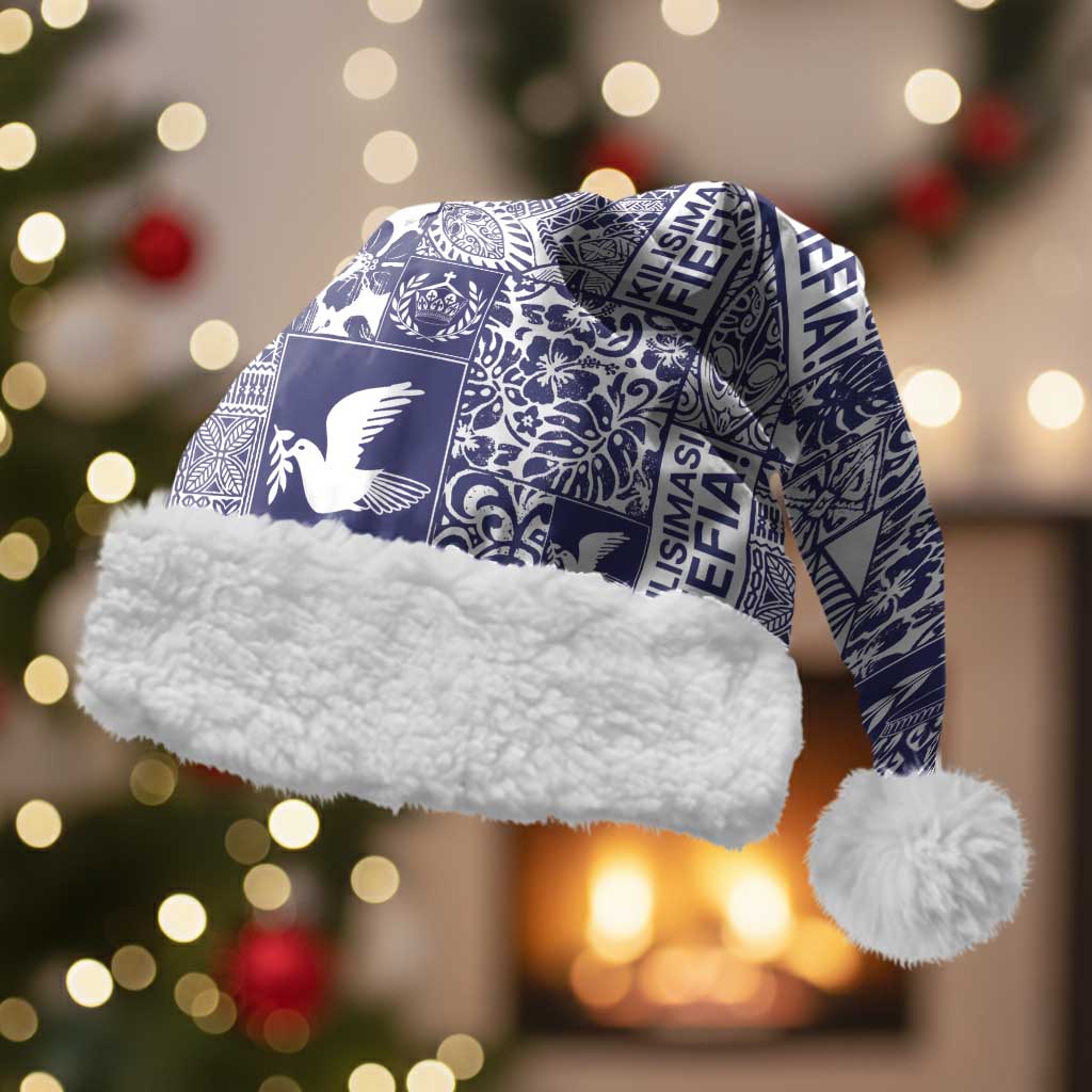 Blue Tonga Kilisimasi Fiefia Christmas Santa Hat Pacific Patchwork Xmas Vibes - Polynesian Pride