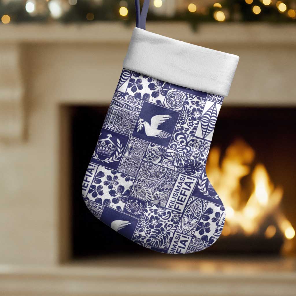 Blue Tonga Kilisimasi Fiefia Christmas Stocking Pacific Patchwork Xmas Vibes LT9 Set of 2 Blue - Polynesian Pride