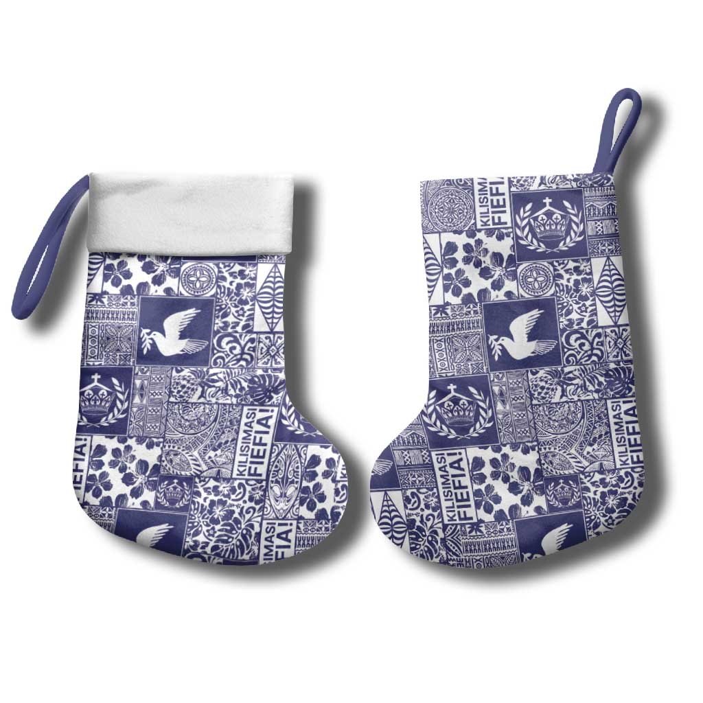 Blue Tonga Kilisimasi Fiefia Christmas Stocking Pacific Patchwork Xmas Vibes LT9 - Polynesian Pride
