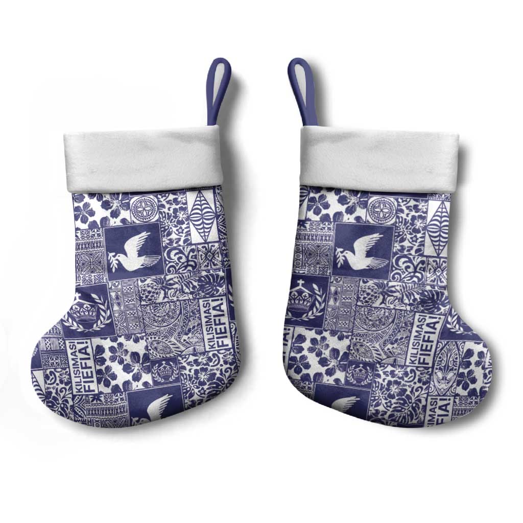 Blue Tonga Kilisimasi Fiefia Christmas Stocking Pacific Patchwork Xmas Vibes LT9 - Polynesian Pride