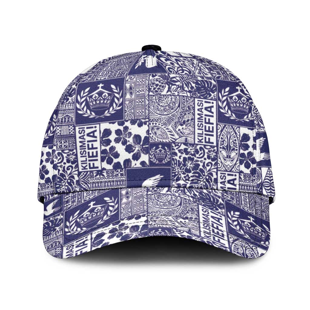 Blue Tonga Kilisimasi Fiefia Classic Cap Pacific Patchwork Xmas Vibes - Polynesian Pride