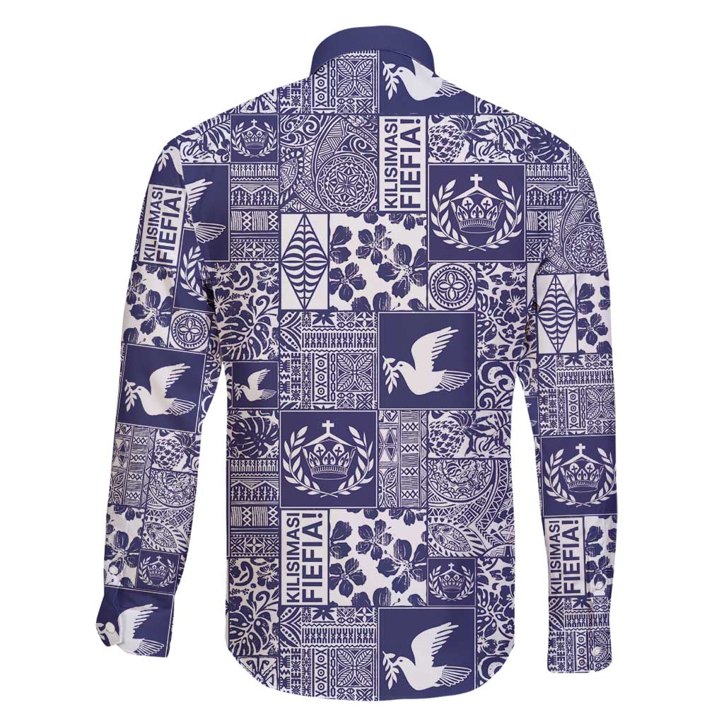 Blue Tonga Kilisimasi Fiefia Family Matching Short Sleeve Bodycon Dress and Hawaiian Shirt Pacific Patchwork Xmas Vibes - Polynesian Pride