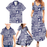 Blue Tonga Kilisimasi Fiefia Family Matching Summer Maxi Dress and Hawaiian Shirt Pacific Patchwork Xmas Vibes - Polynesian Pride