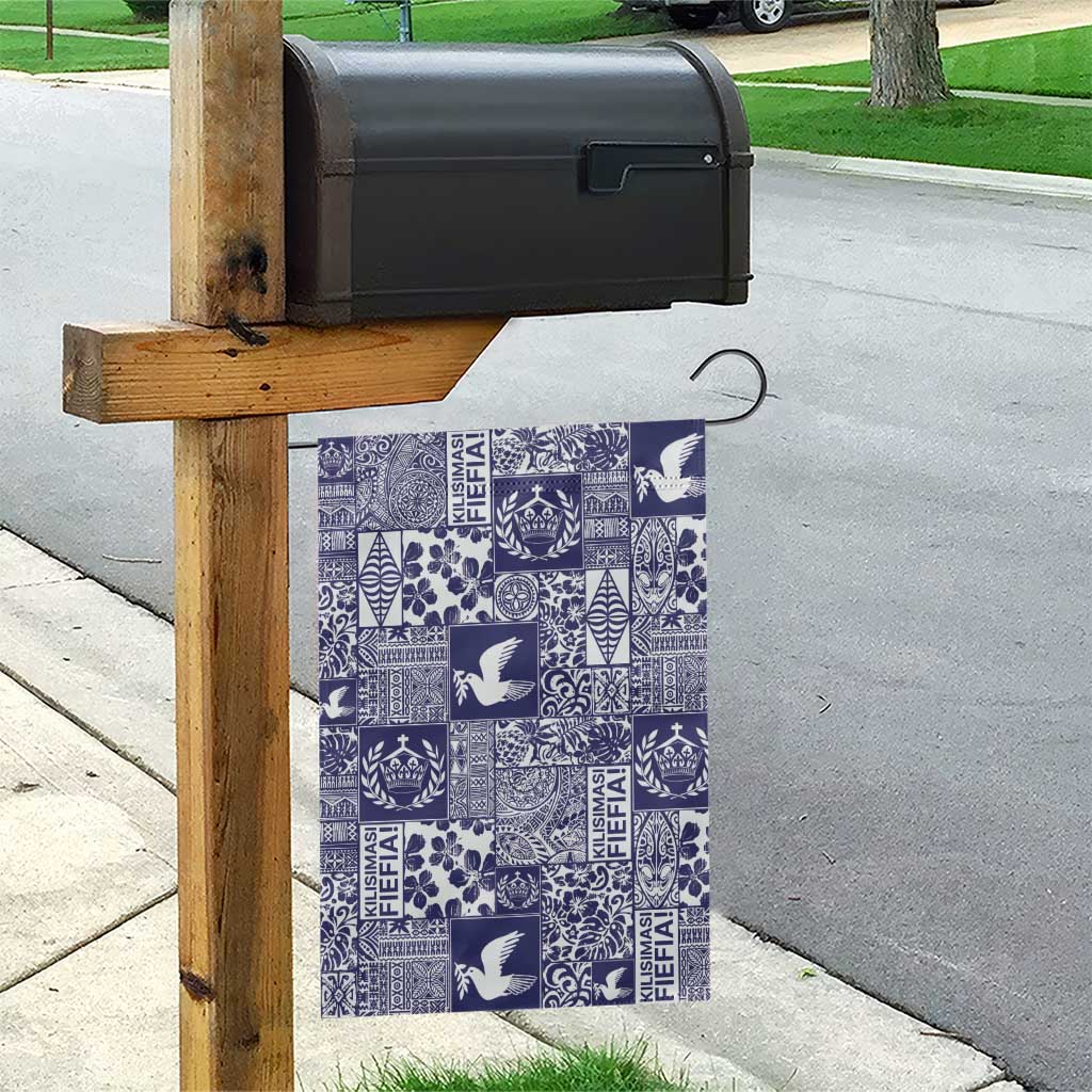 Blue Tonga Kilisimasi Fiefia Garden Flag Pacific Patchwork Xmas Vibes - Polynesian Pride