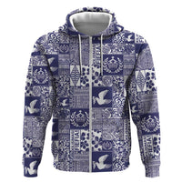 Blue Tonga Kilisimasi Fiefia Hoodie Pacific Patchwork Xmas Vibes - Polynesian Pride