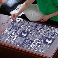 Blue Tonga Kilisimasi Fiefia Puzzle Pacific Patchwork Xmas Vibes - Polynesian Pride