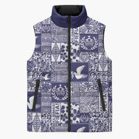 Blue Tonga Kilisimasi Fiefia Sleeveless Puffer Jacket Pacific Patchwork Xmas Vibes - Polynesian Pride