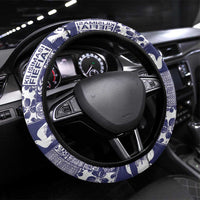 Blue Tonga Kilisimasi Fiefia Steering Wheel Cover Pacific Patchwork Xmas Vibes - Polynesian Pride